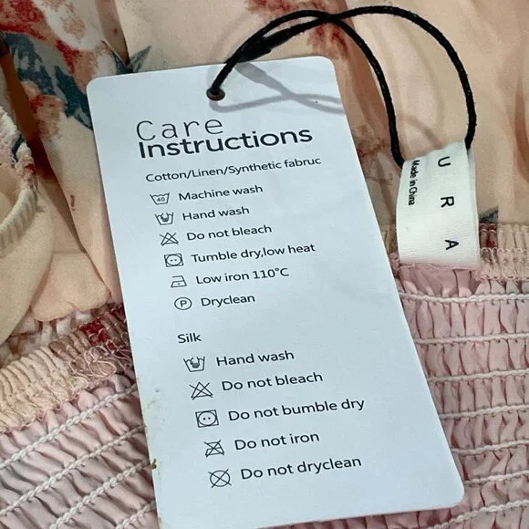 EXLURA (NWT) Empire 3/4 Sleeve Peasant Ruffle Mini Dress, Peach/Pink Multi - L - Picture 10 of 12